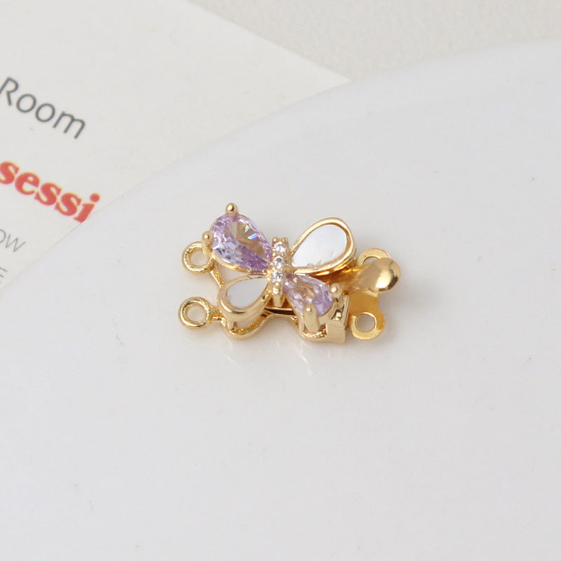 Double-Row Shell & Zircon Butterfly Closure