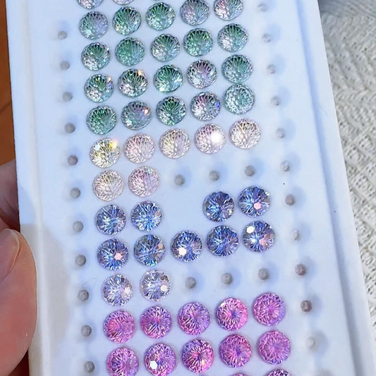 5A 4-8mm Round Flame Cut Loose CZ Stone - 2pcs