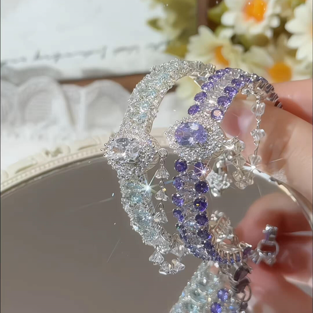 Zirconia Teardrop Tassel Pendant with Through-Hole