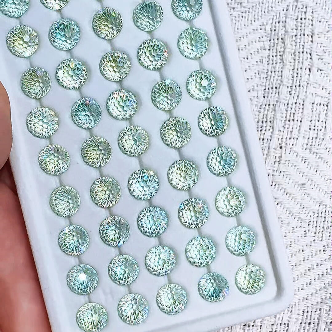 5A 4-8mm Round Flame Cut Loose CZ Stone - 2pcs