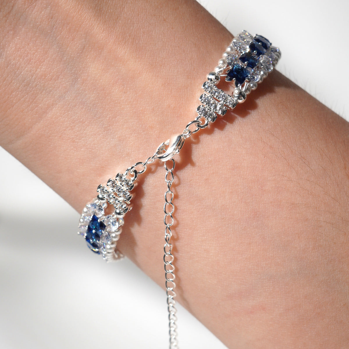 Kit 47 – Pearl-Trimmed Blue Square CZ Bracelet Making Kit