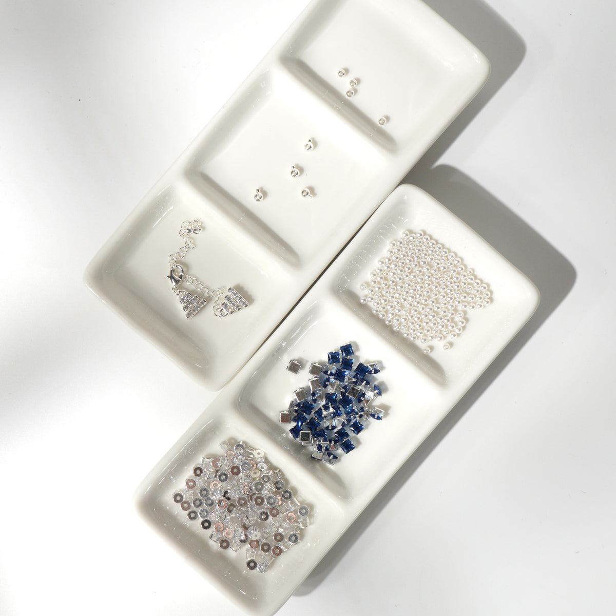 Kit 47 – Pearl-Trimmed Blue Square CZ Bracelet Making Kit