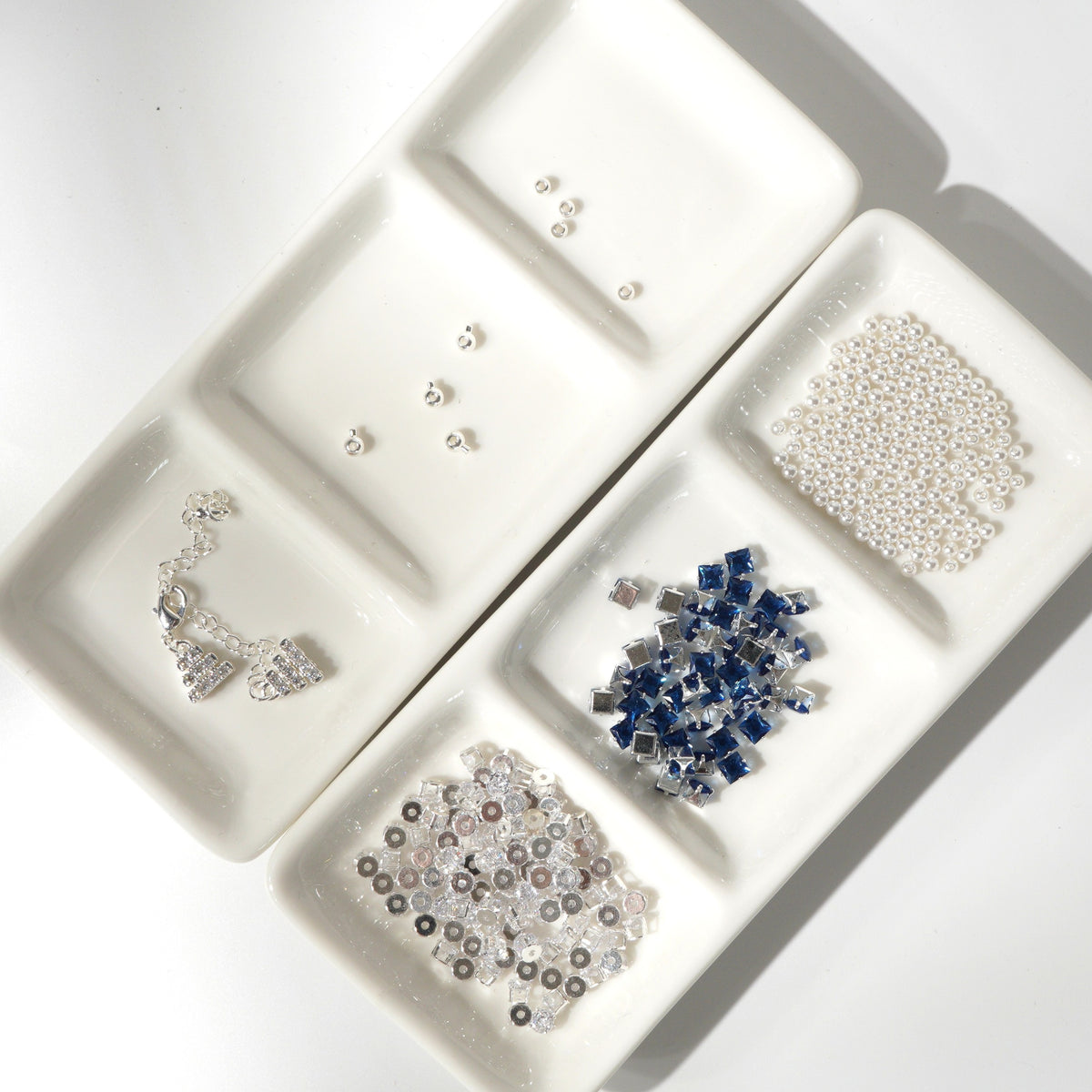 Kit 47 – Pearl-Trimmed Blue Square CZ Bracelet Making Kit