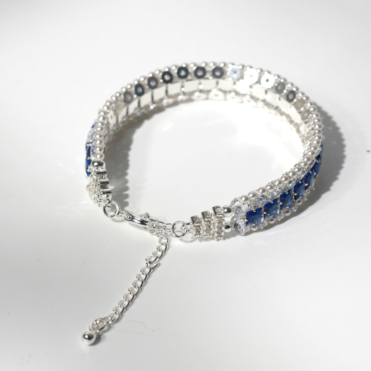 Kit 47 – Pearl-Trimmed Blue Square CZ Bracelet Making Kit