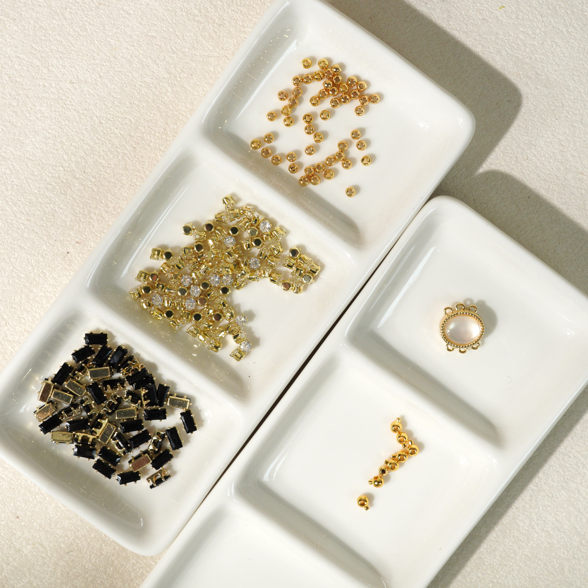 Kit 113 - Black Rectangle & Round CZ Gold Bracelet Making Kit