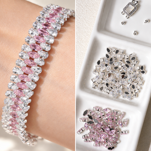 Kit 132 - Marquise & Teardrop CZ Double-Row Bracelet Making Kit