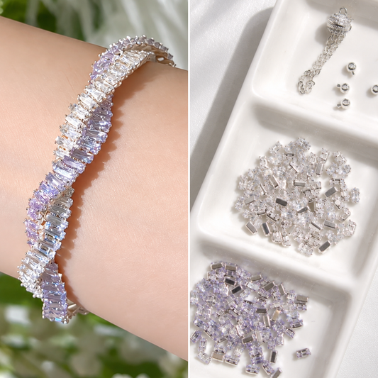 Kit 137 - Crisscross Double-Row Rectangle CZ Bracelet Making Kit
