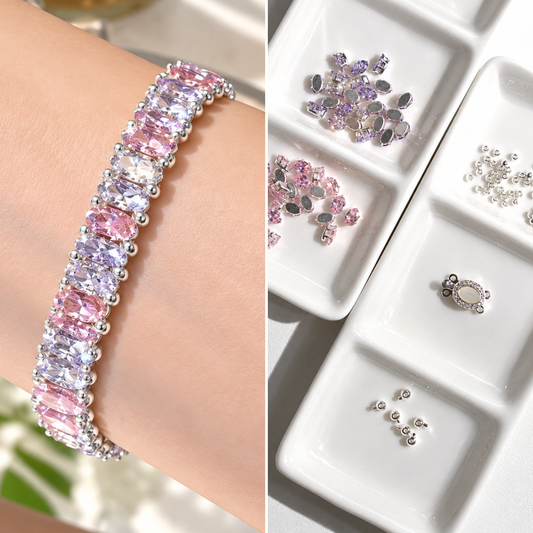 Kit 143- Two-Tone Oval CZ Bracelet Making Kit