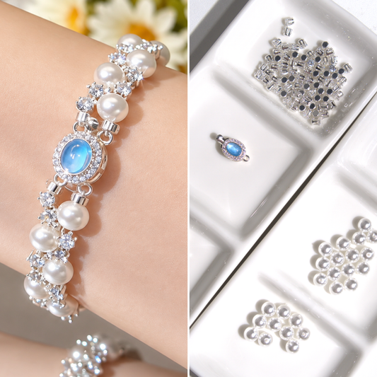 Kit 160 - Pearl & Round CZ Tennis Bracelet Making Kit
