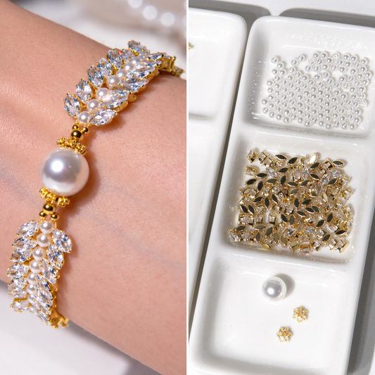 Kit 175 - Marquise CZ & Pearl Bridal Bracelet Making Kit