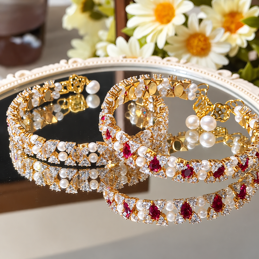 Kit 208 - Triangle, Oval CZ & Pearl Memory Wire Bracelet Kit