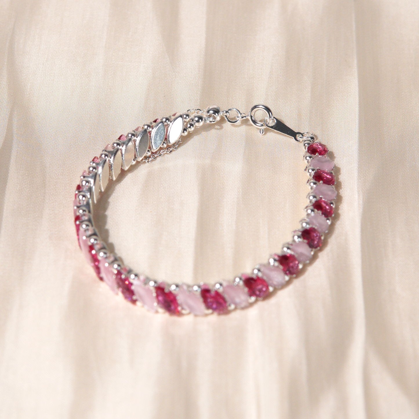Kit 221 - Bracelet Making Kit(4x8mm Pink Cat Eye)