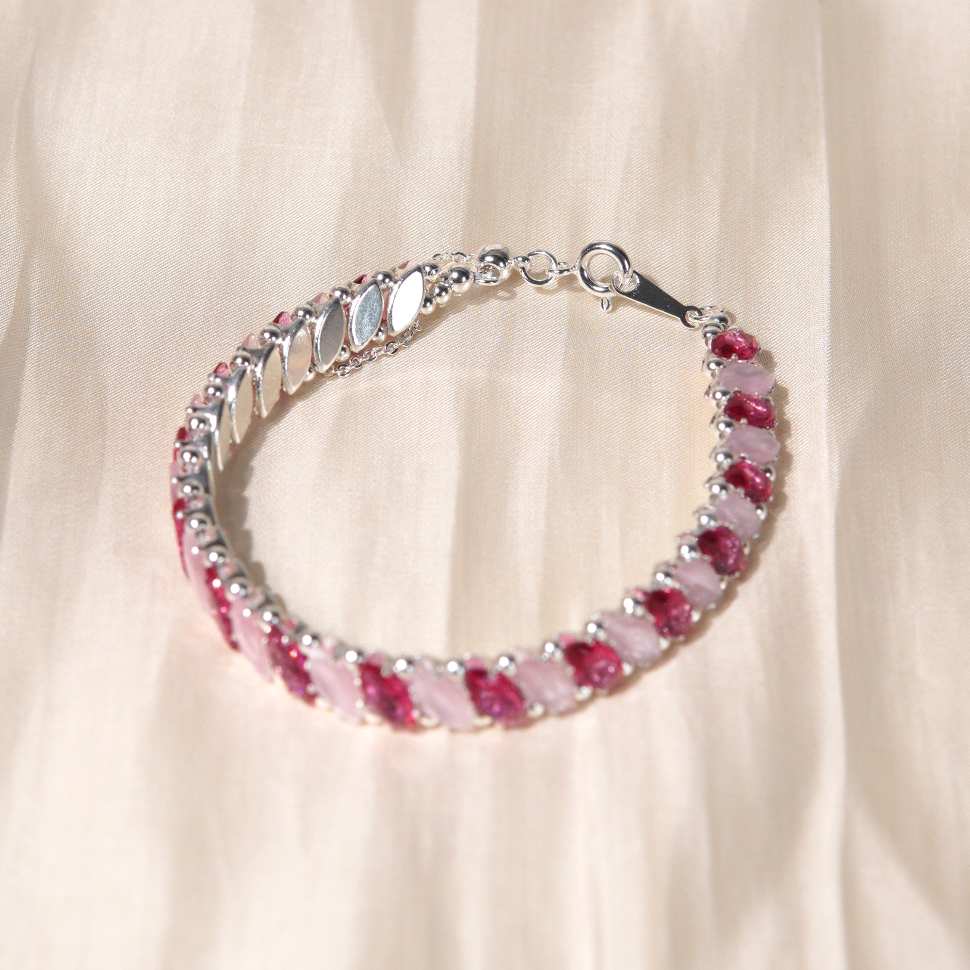 Kit 221 - Bracelet Making Kit(4x8mm Pink Cat Eye)