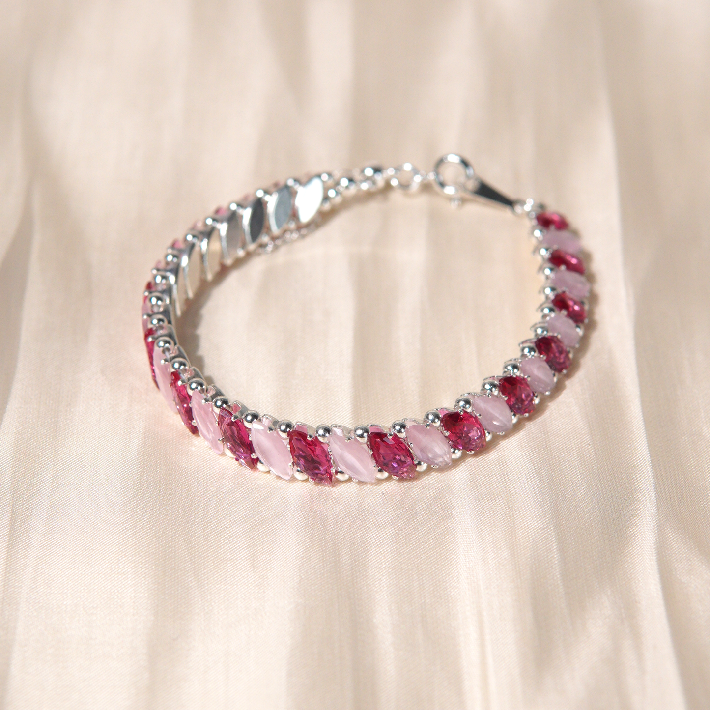 Kit 221 - Bracelet Making Kit(4x8mm Pink Cat Eye)