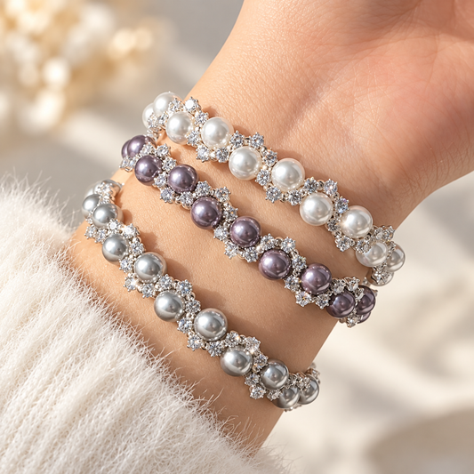 Kit 226 - Pearl & Round CZ Halo Bracelet Making Kit