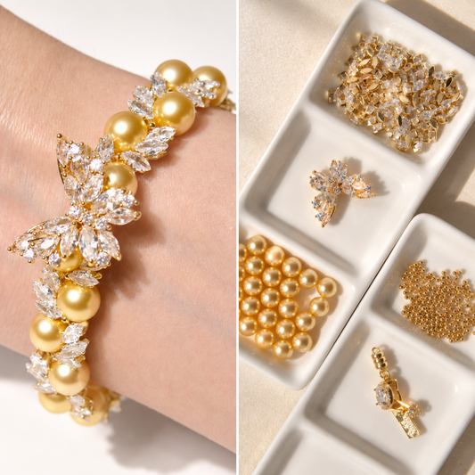 Kit 228 - Gold Pearl & Marquise CZ Butterfly Bracelet Making Kit