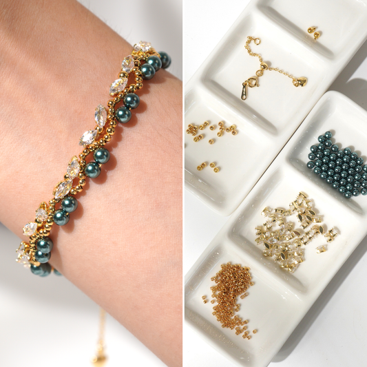 Kit 23 – Blue Pearl & Marquise CZ Bracelet Making Kit