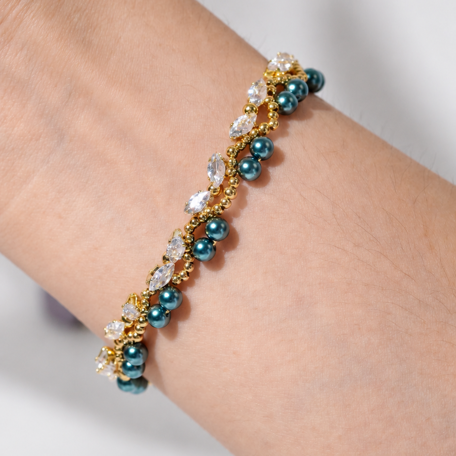 Kit 23 – Blue Pearl & Marquise CZ Bracelet Making Kit