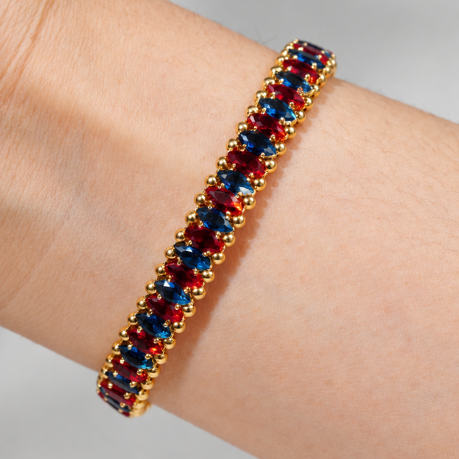 Kit 43 – Red & Royal Blue Marquise CZ Bracelet Making Kit