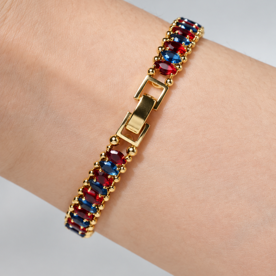 Kit 43 – Red & Royal Blue Marquise CZ Bracelet Making Kit