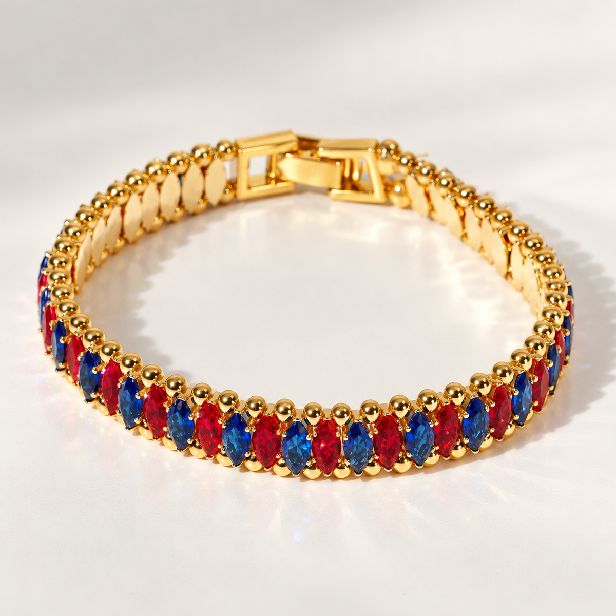 Kit 43 – Red & Royal Blue Marquise CZ Bracelet Making Kit