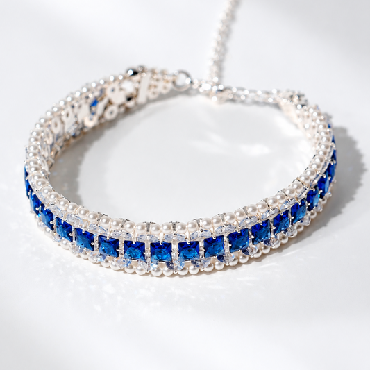 Kit 47 – Pearl-Trimmed Blue Square CZ Bracelet Making Kit