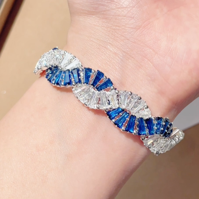 Kit 44 – White & Aquamarine Baguette CZ Bracelet Making Kit
