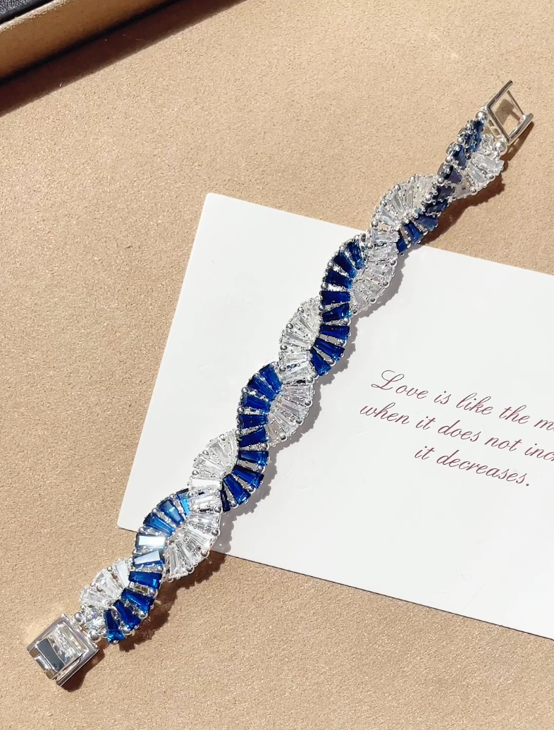 Kit 44 – White & Aquamarine Baguette CZ Bracelet Making Kit