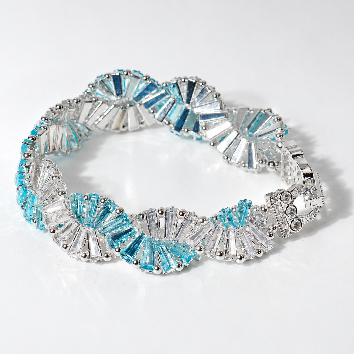 Kit 44 – White & Aquamarine Baguette CZ Bracelet Making Kit