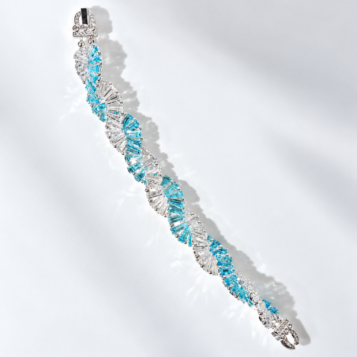 Kit 44 – White & Aquamarine Baguette CZ Bracelet Making Kit