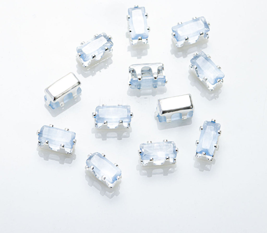 (100pcs)2.5x5mm Cat Eye Rectangle Prong-Set CZ