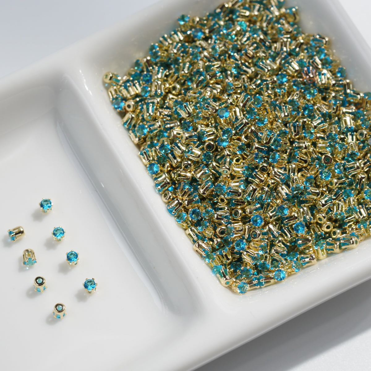 2mm 6-Prong Round Cubic Zirconia Claw Stones, 100pcs