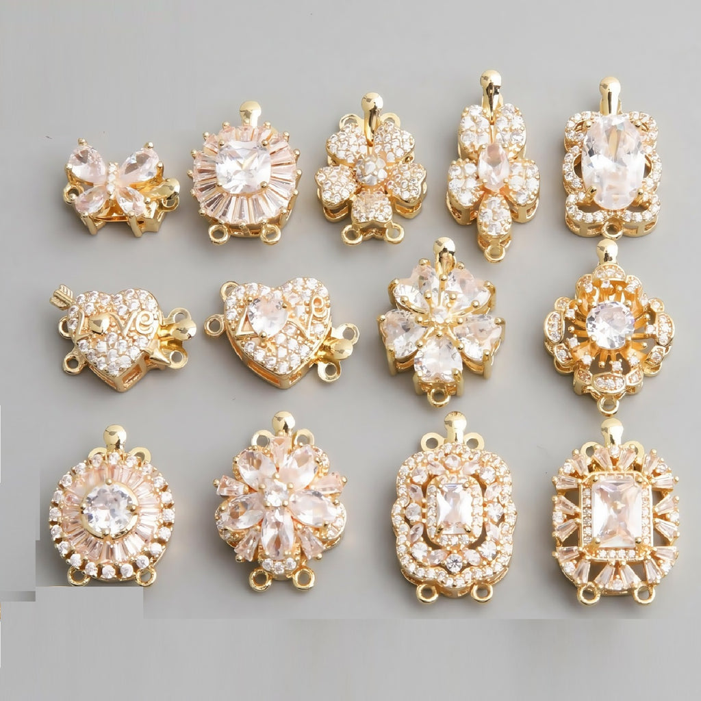 CZ Clasp Set for Single & Double Strand-4pcs