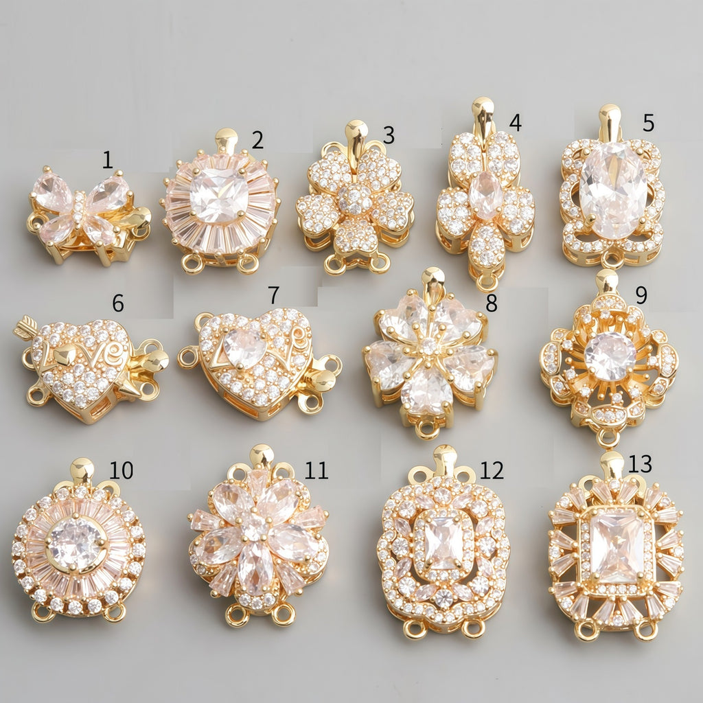 CZ Clasp Set for Single & Double Strand-4pcs