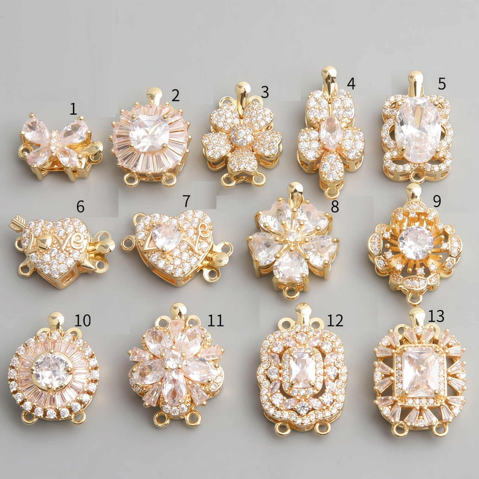 CZ Clasp Set for Single & Double Strand-4pcs