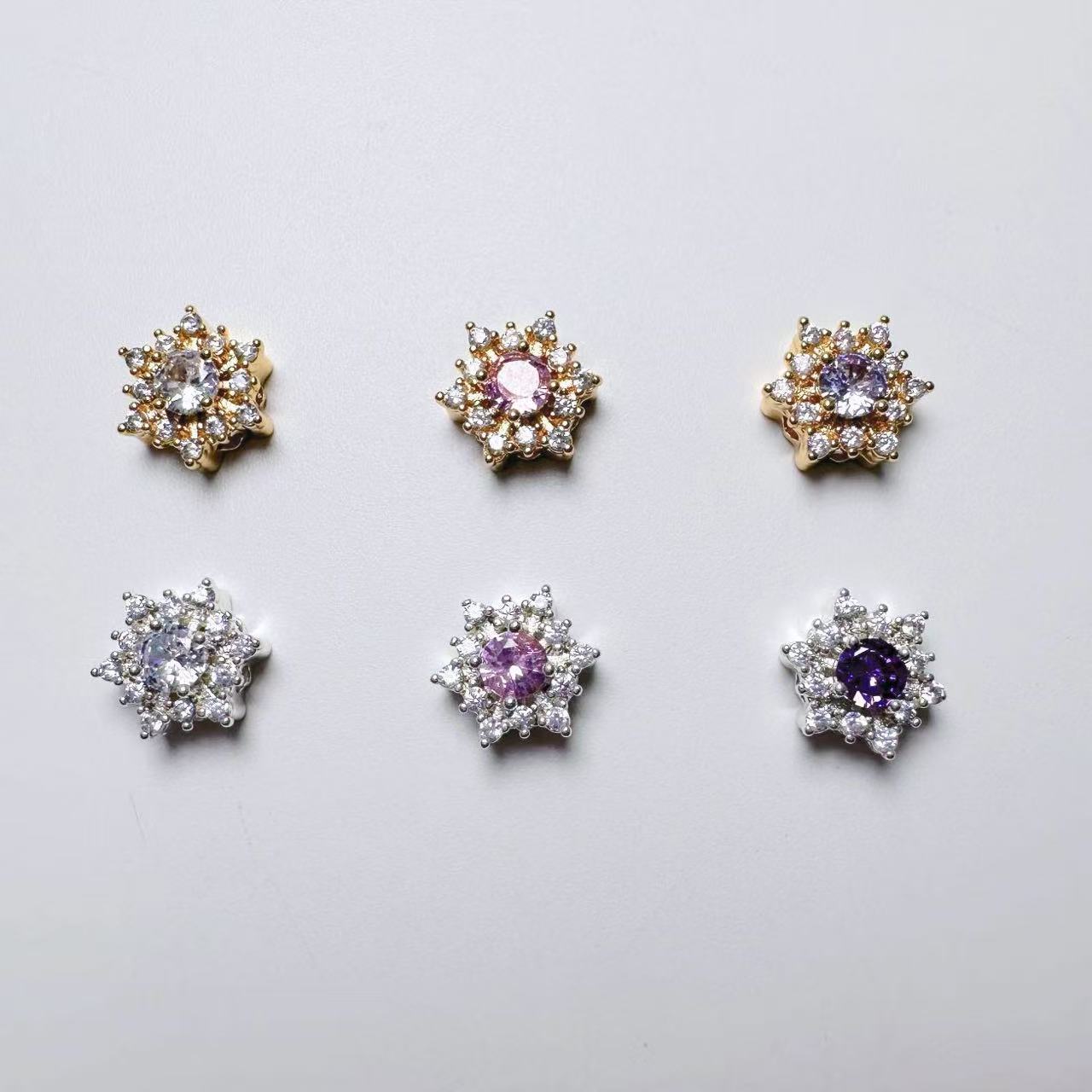 Snowflake CZ Spacer Bead-10pcs