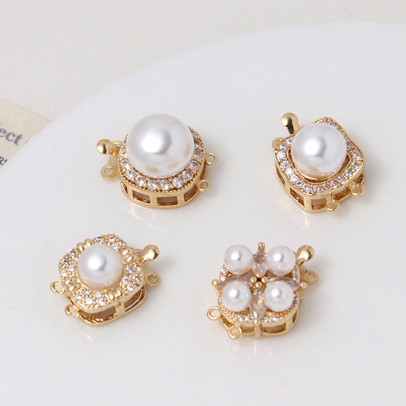 Double CZ Pearl Bracelet Clasp