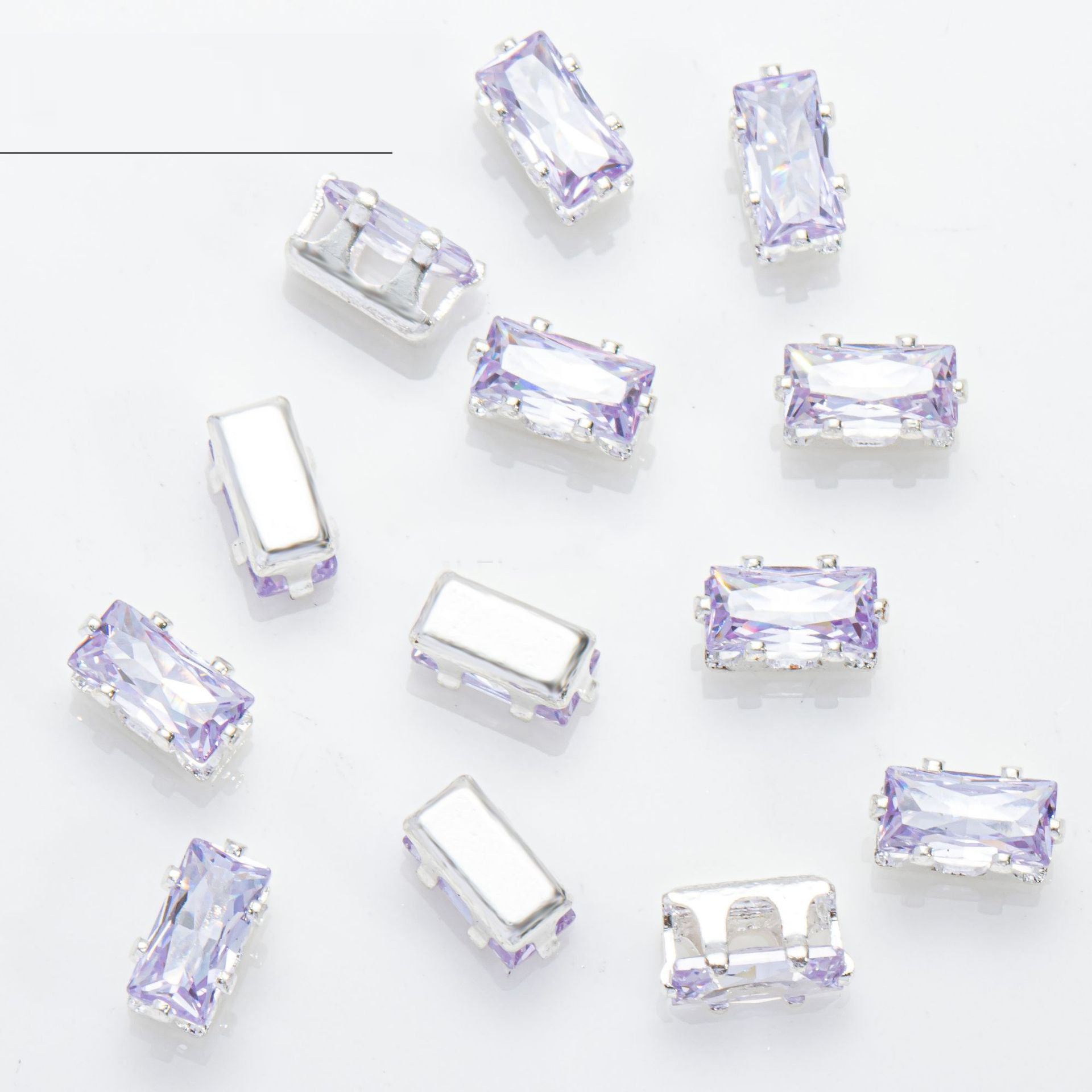 (100pcs)2.5x5mm Rectangle Prong-Set CZ