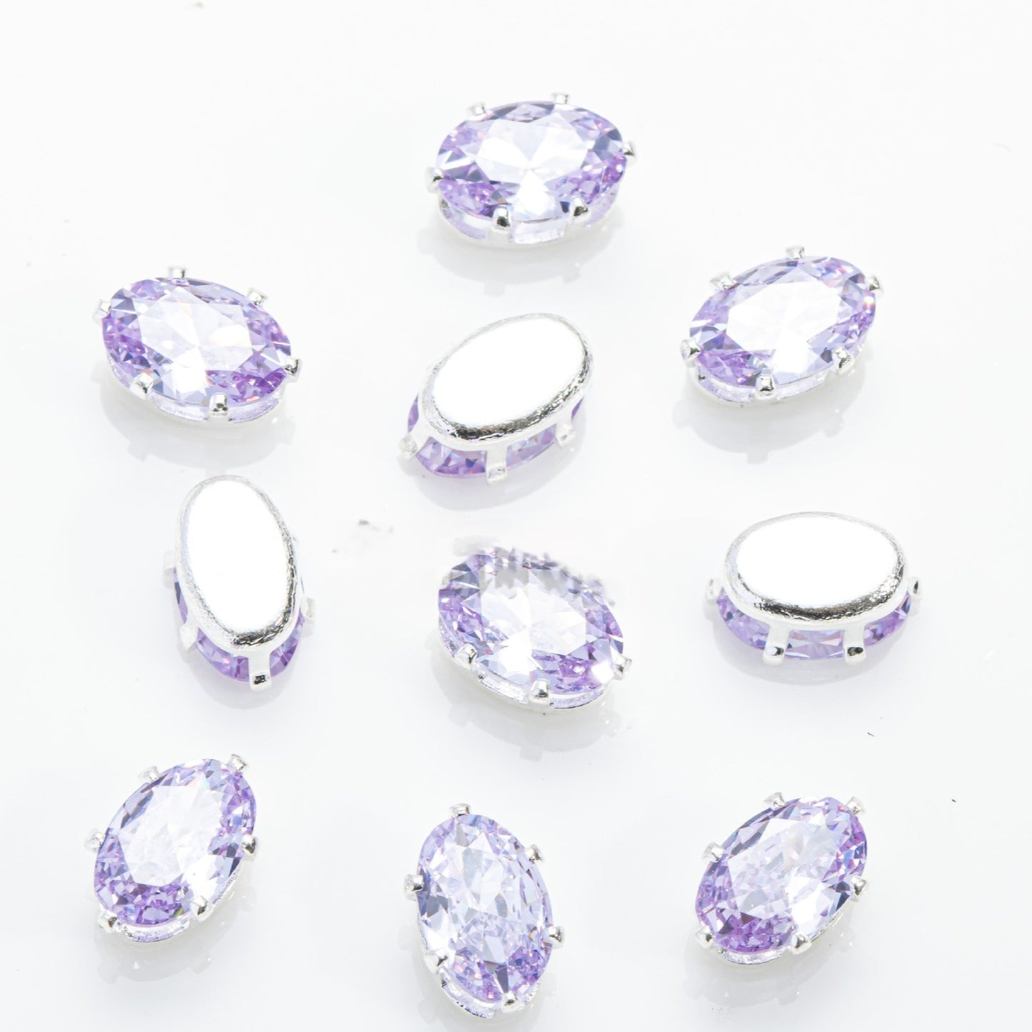 (100pcs)3x5mm Oval Prong-Set CZ