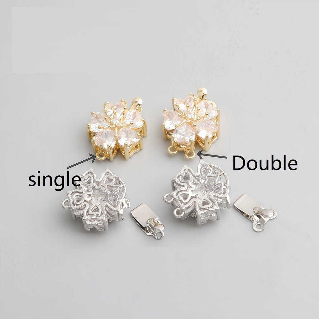 CZ Clasp Set for Single & Double Strand-4pcs