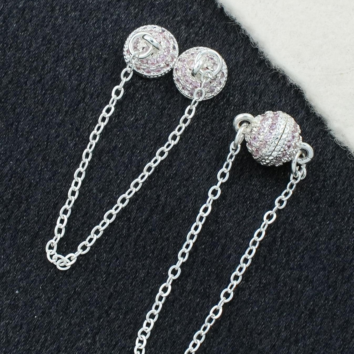 Crystal Ball Magnetic Clasp with Extension Chain