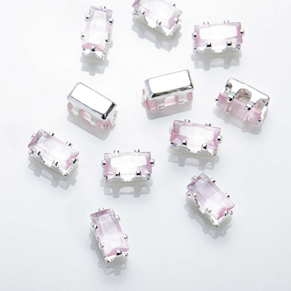 (100pcs)2.5x5mm Cat Eye Rectangle Prong-Set CZ