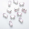 (100pcs)2.5x5mm Cat Eye Rectangle Prong-Set CZ
