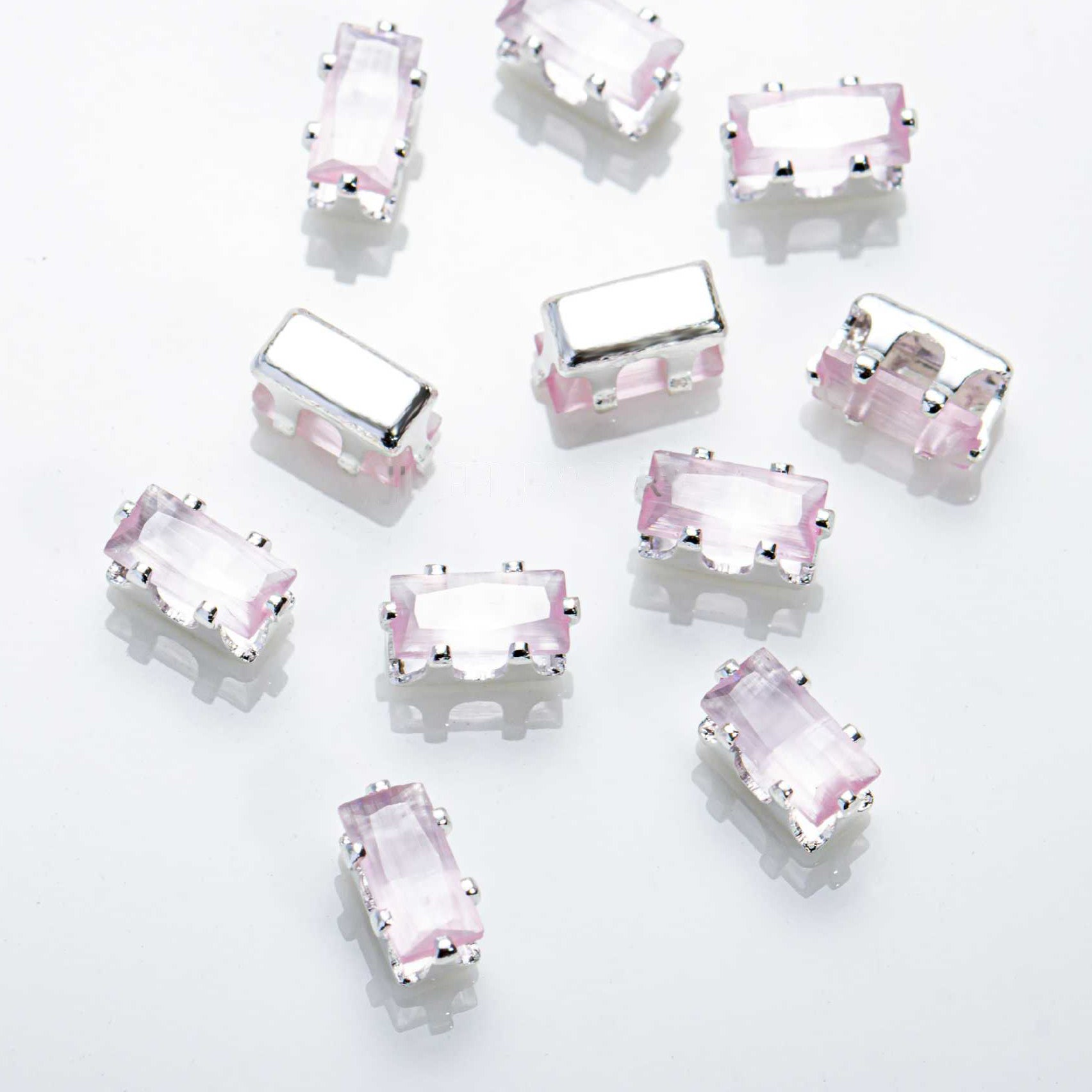 (100pcs)2.5x5mm Cat Eye Rectangle Prong-Set CZ