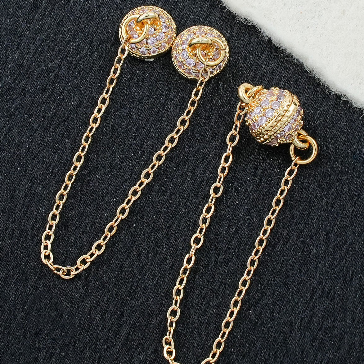 Crystal Ball Magnetic Clasp with Extension Chain