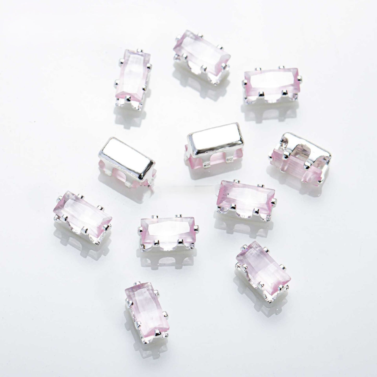(100pcs)3x6mm Rectangle Prong-Set CZ