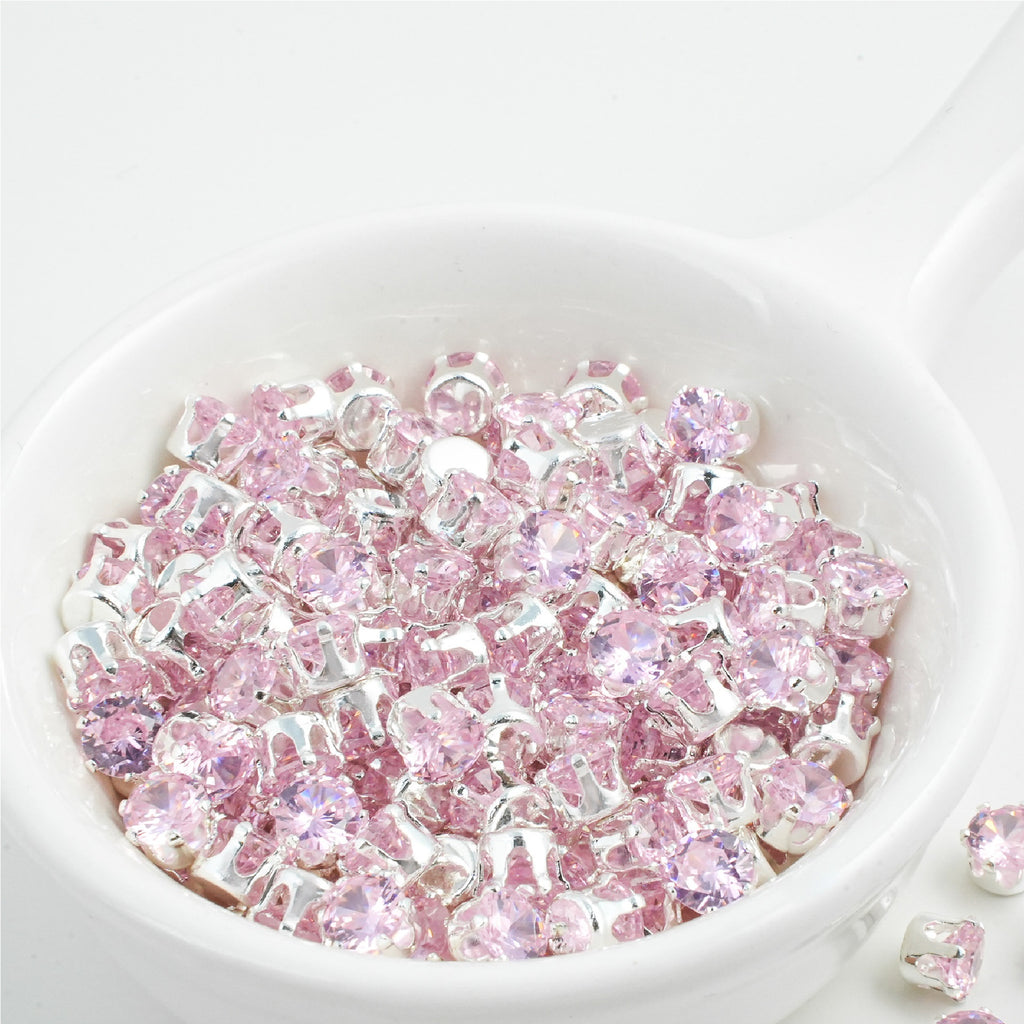 (100pcs)5MM Round Prong-Set CZ