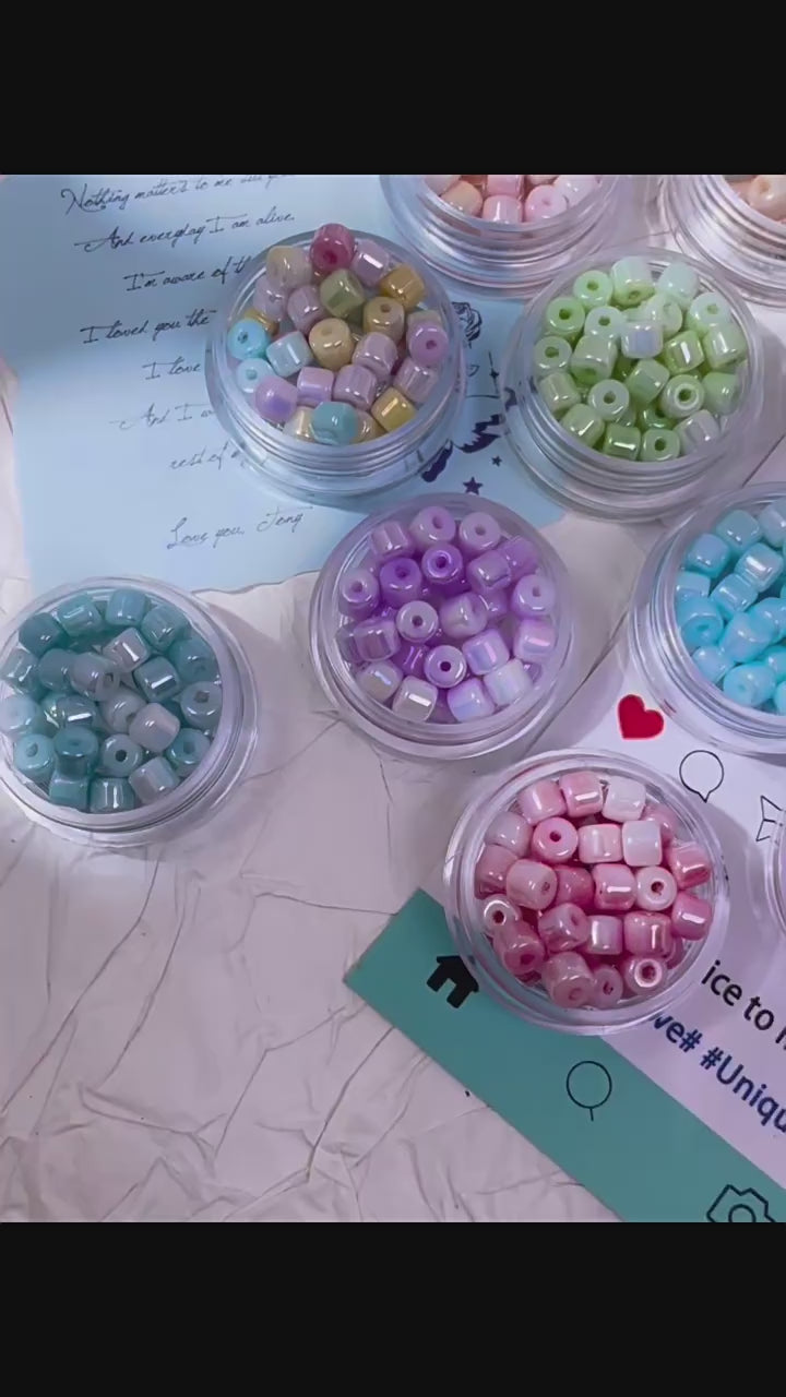 (100pcs)4mm Crystal Porcelain Effect Glass Barrel Beads