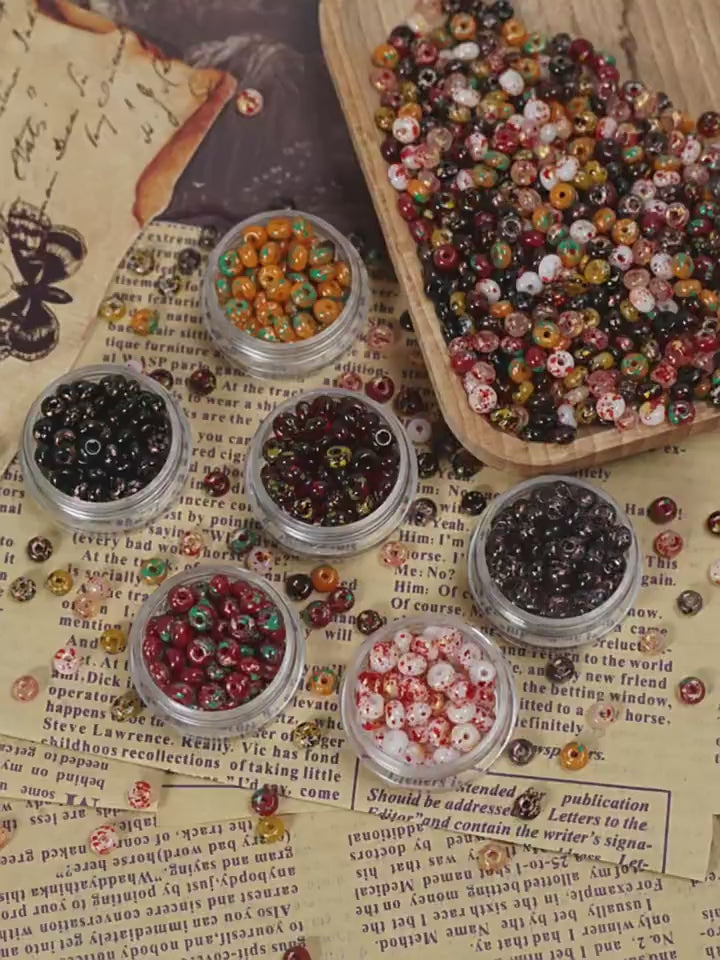 (10g)2x4mm Picasso Abacus Beads ¨C Vintage Glass Seed Beads