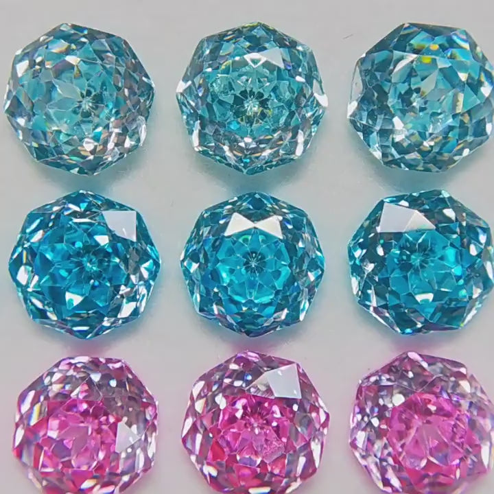 5A 6-8mm Octagonal Sweetheart Millennium Rose Cut Loose CZ Stone - 2pcs
